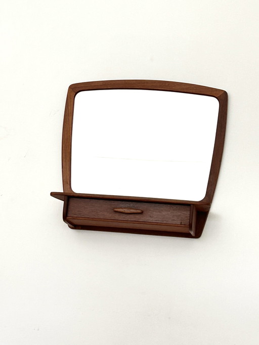 Danish Teak Vanity Mirror Miroir de courtoisie Console murale Pedersen & Hansen