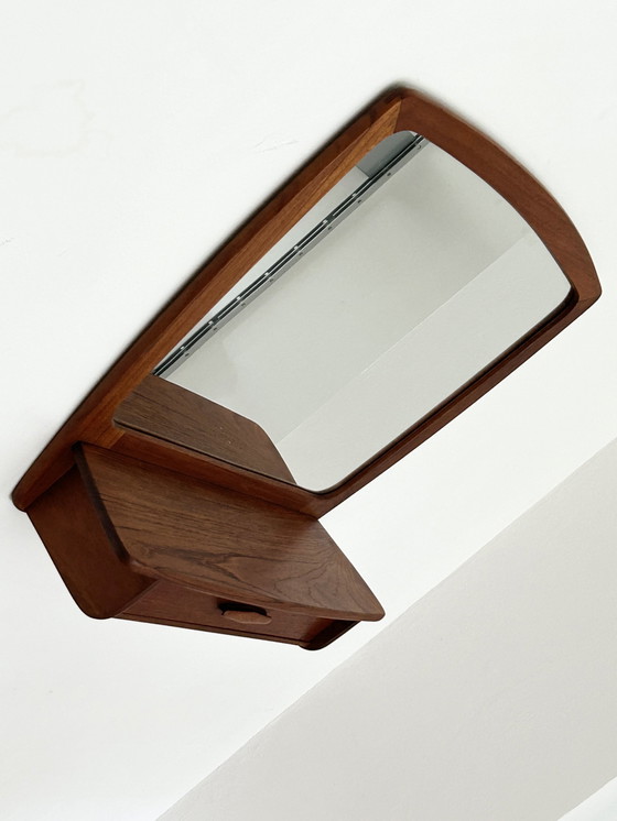 Image 1 of Danish Teak Vanity Mirror Miroir de courtoisie Console murale Pedersen & Hansen