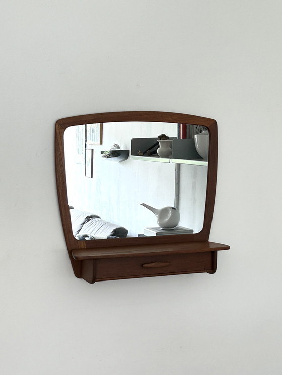 Image 1 of Danish Teak Vanity Mirror Miroir de courtoisie Console murale Pedersen & Hansen