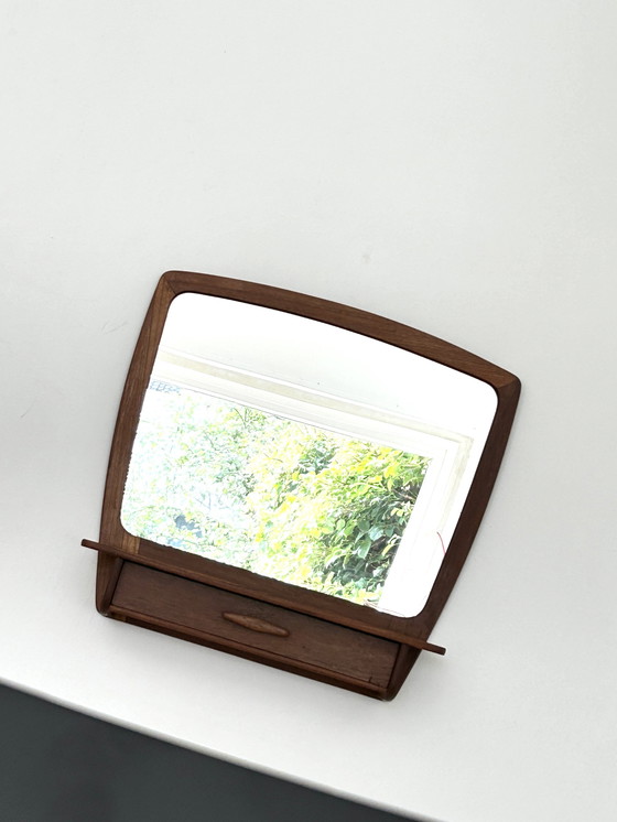 Image 1 of Danish Teak Vanity Mirror make-up mirror wall console Pedersen & Hansen