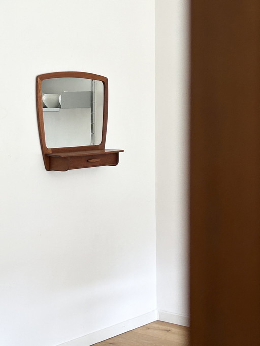 Danish Teak Vanity Mirror make-up mirror wall console Pedersen & Hansen