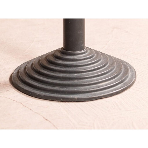 Vintage beech wooden bistro table with black cast iron base