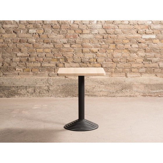 Image 1 of Vintage beech wooden bistro table with black cast iron base
