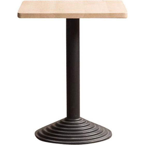 Image 1 of Vintage beech wooden bistro table with black cast iron base