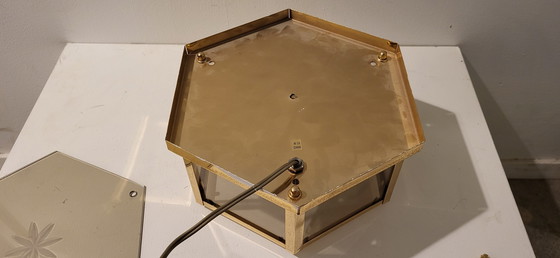 Image 1 of Lampada da parete esagonale in vetro in stile Art Déco anni '80