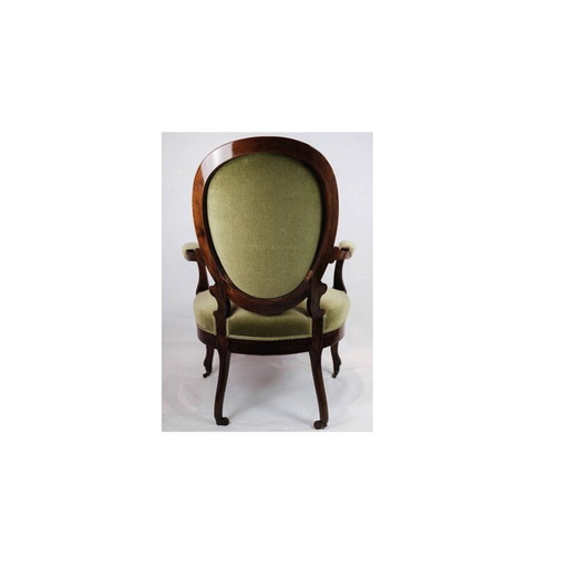 Vintage Neo-Rococo armchair in mahogany with green velvet, 1880s