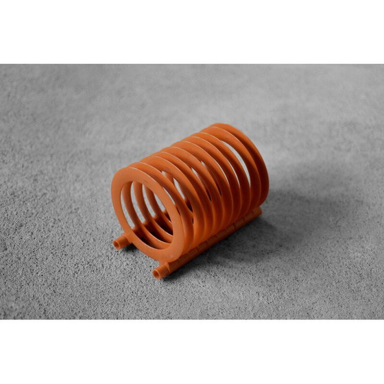 Image 1 of Vintage orange plastic vinyl record holder by Zzg Biały Dunajec, Poland 1970