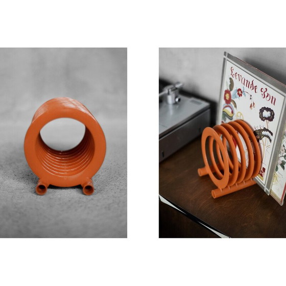 Image 1 of Vintage orange plastic vinyl record holder by Zzg Biały Dunajec, Poland 1970