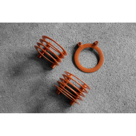 Image 1 of Vintage orange plastic vinyl record holder by Zzg Biały Dunajec, Poland 1970