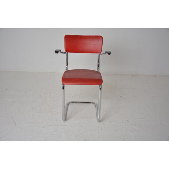 Image 1 of Poltrona a sbalzo vintage in skai rosso, 1960