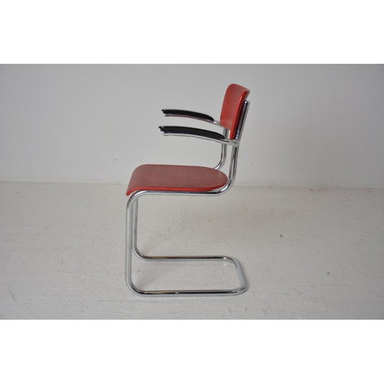 Image 1 of Poltrona a sbalzo vintage in skai rosso, 1960