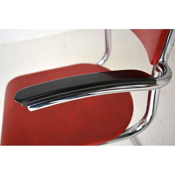 Image 1 of Poltrona a sbalzo vintage in skai rosso, 1960