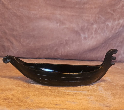 Zabcowice Gondola Black Pressed Glass With Shelf Pattern Collection Object