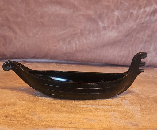 Zabcowice Gondola Black Pressed Glass With Shelf Pattern Collection Object