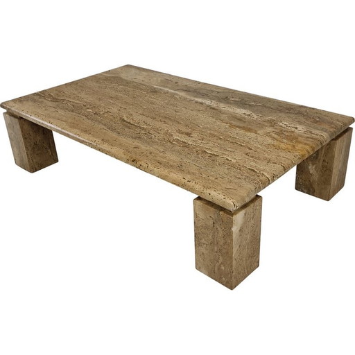 Italian vintage coffee table in travertine, 1980s