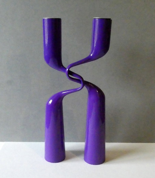 Double (2) Candle Holder In Purple, Double Candle Holder "Tango", Design Mikaela Dörfel, Menu Denmark, Original box