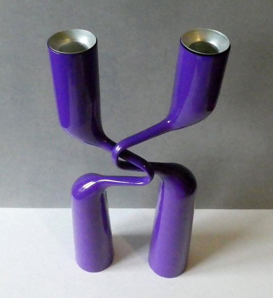 Image 1 of Double (2) Candle Holder In Purple, Double Candle Holder "Tango", Design Mikaela Dörfel, Menu Denmark, Original box