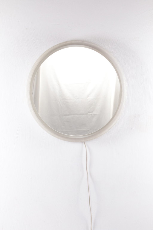 Hillebrand Miroir de salle de bains en plexiglas rond grand modèle, 1960 Allemagne