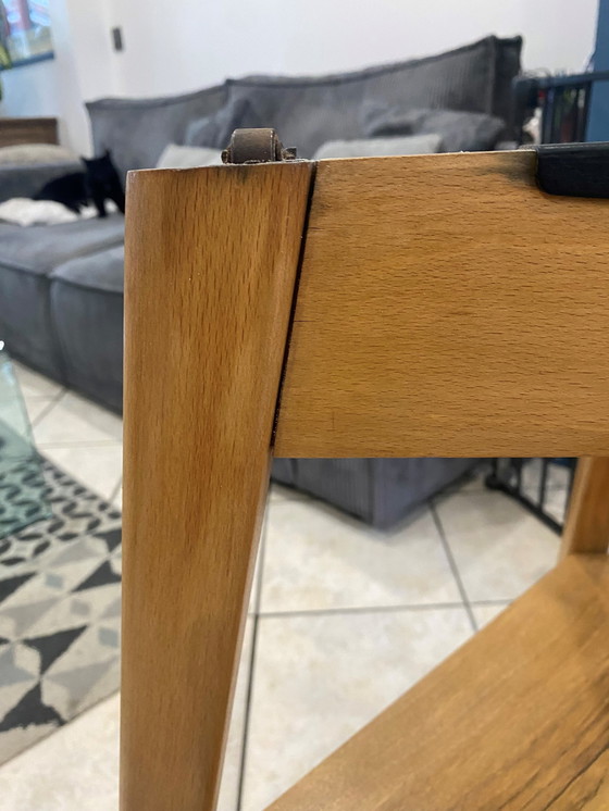 Image 1 of Tavolino laterale scandinavo in legno con piano girevole, vintage anni '50