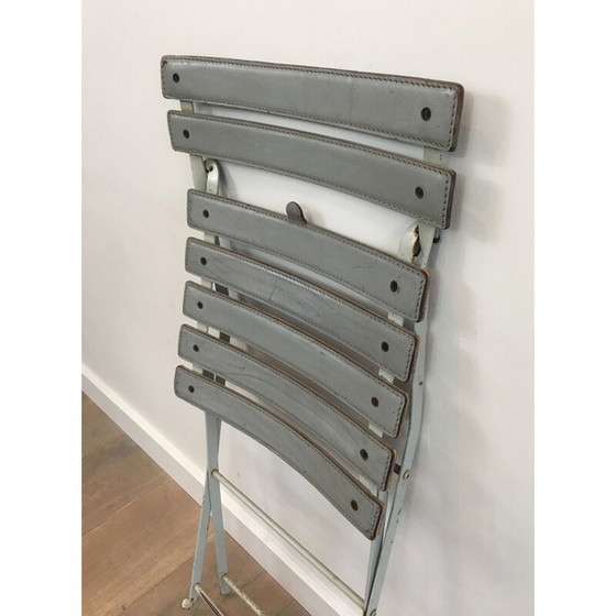 Image 1 of Pair of vintage folding chairs in white lacquered metal, Italy 1970