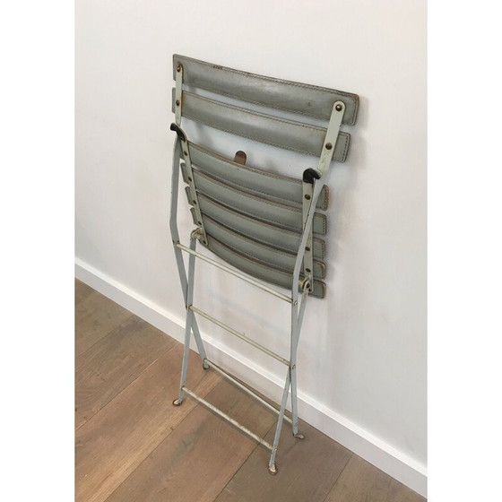 Image 1 of Pair of vintage folding chairs in white lacquered metal, Italy 1970