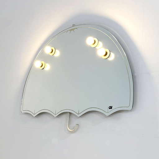 Large Umbrella Mirror With Lights, 1980S