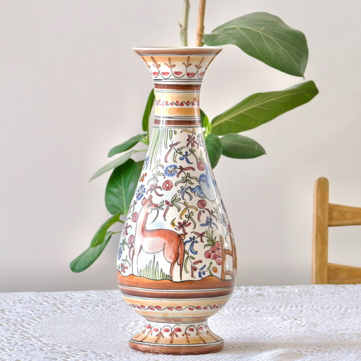 Large Hand-Painted Vase From Coimbra (Portugal)