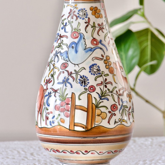 Image 1 of Large Hand-Painted Vase From Coimbra (Portugal)