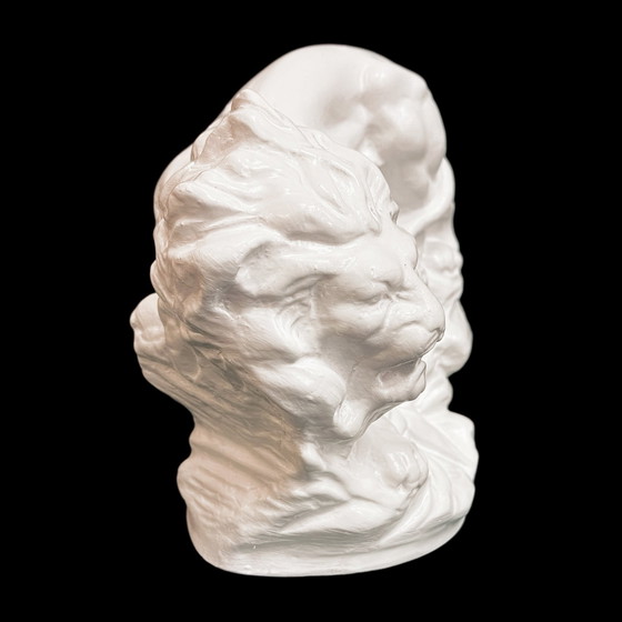 Image 1 of Figura de león Art Déco de arcilla blanca, República Checa, principios del siglo XX
