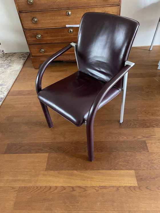 Image 1 of 6x Leolux dining chairs myto dark red