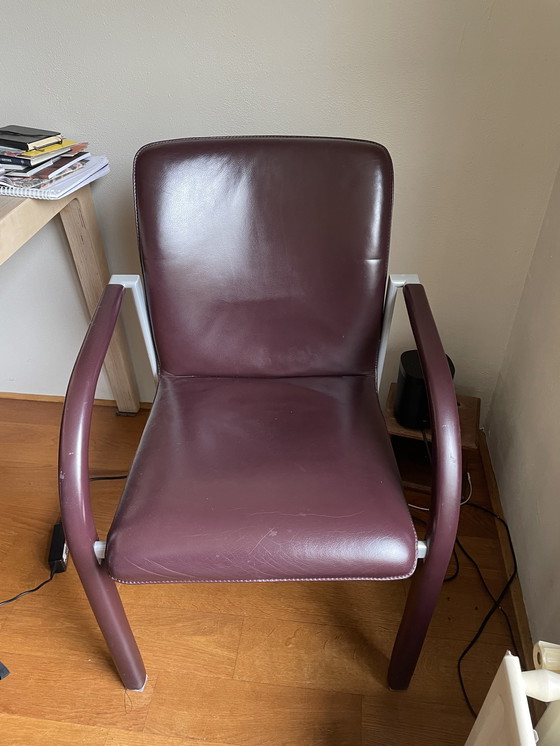 Image 1 of 6x Leolux dining chairs myto dark red