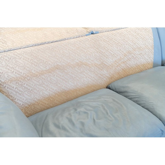 Image 1 of Vintage Serenade corner sofa in light blue leather and goose down by Tito Agnoli for Frau, Italy 1980