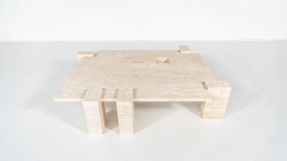 Image 1 of Contemporary Travertine Coffee Table, Italy