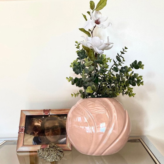 Image 1 of Art Deco vintage revival pink vase, 1980s