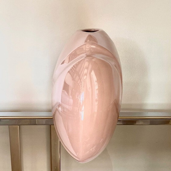 Image 1 of Art Deco vintage revival pink vase, 1980s