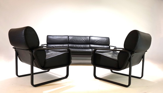 Image 1 of Drabert Lobbytop Leather Living Room Set Sofa / Armchair By Otto Zapf, 1979