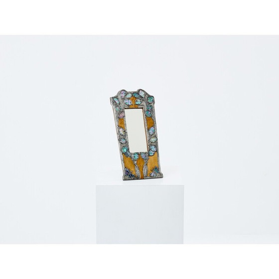 Image 1 of Specchio da tavolo Art Nouveau vintage in peltro e radica di amboina, 1910