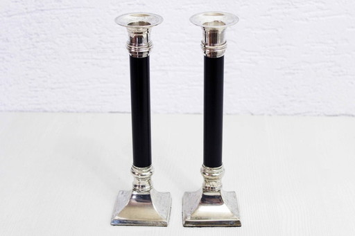 Pair of lucite and silver metal candlesticks by Estrid Ericson produced by Svenskt Tenn Stockholm, 1960