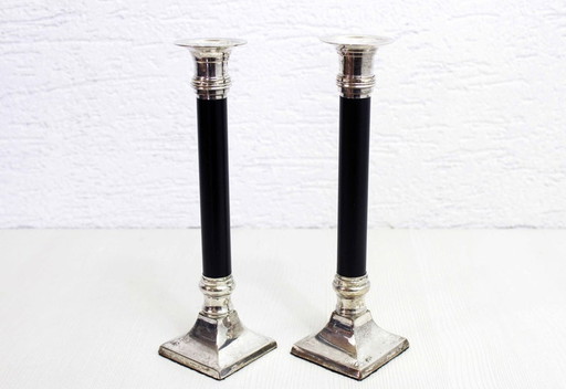 Pair of lucite and silver metal candlesticks by Estrid Ericson produced by Svenskt Tenn Stockholm, 1960