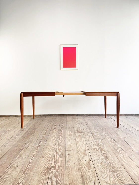 Image 1 of Mid Century Modern Danish Dining Table en teck de H.W. Klein pour Bramin, Extendable, 1960