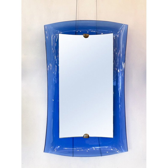 Image 1 of Vintage cobalt blue glass mirror, Italy 1950