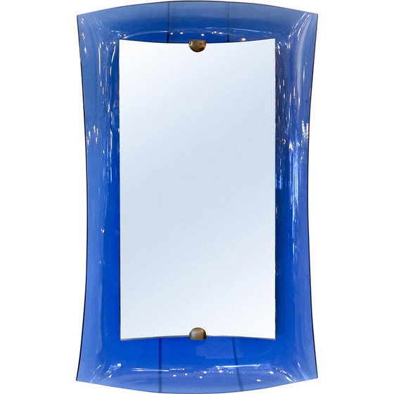 Image 1 of Vintage cobalt blue glass mirror, Italy 1950