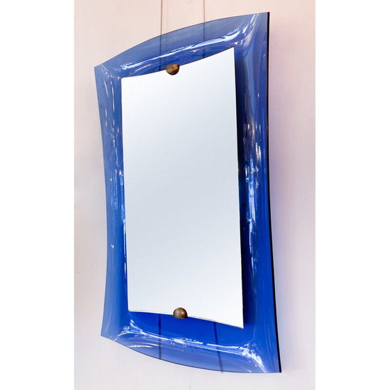Image 1 of Vintage cobalt blue glass mirror, Italy 1950