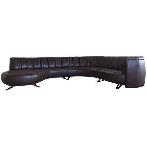 Vintage DeSede Leather Landscaped Sofa Model DS-106