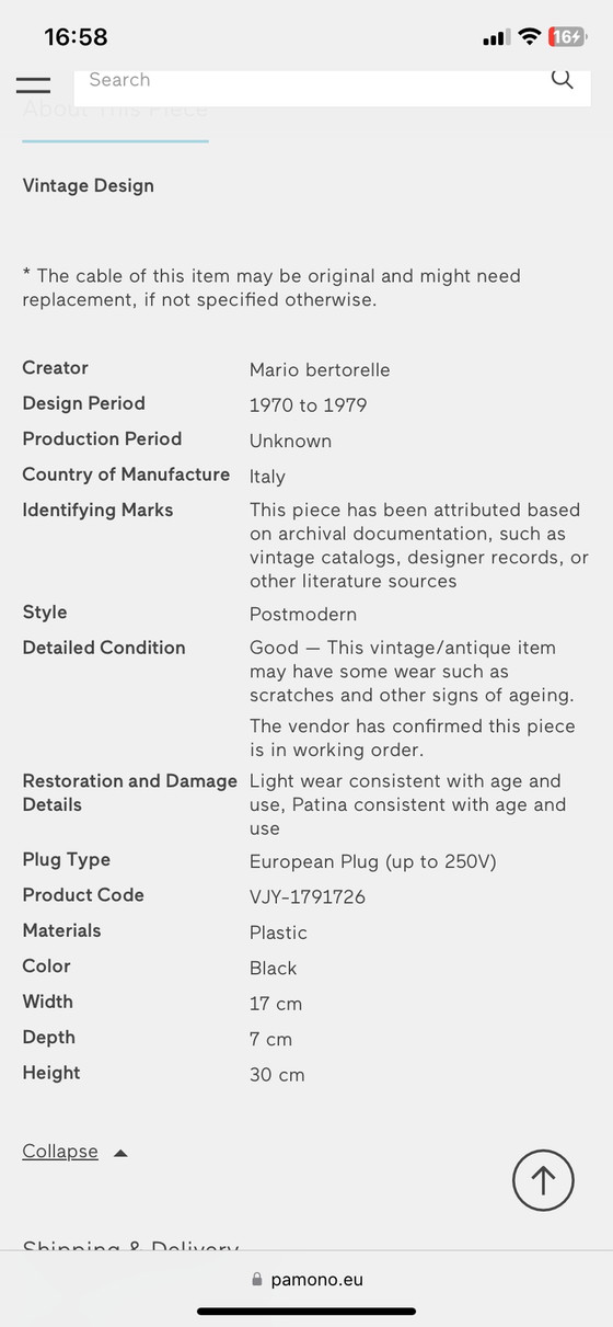 Image 1 of Lampe de table Delta de Mario Bertorelle