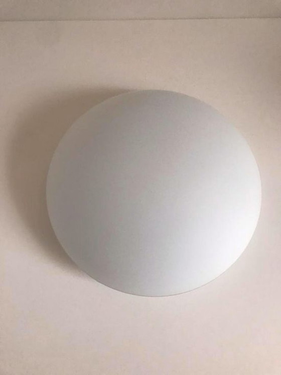 Image 1 of Plafonnier Vintage Deknudt Verre au lait Lampe murale en métal 80