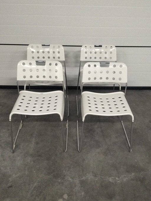 Bieffeplast White Omstak Chairs By Rodney Kinsman