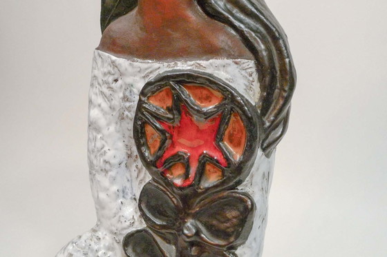 Image 1 of Handcrafted Ceramic Woman and Flower Sculpture by Rogier Vandeweghe for Perignem, Belgium, 1960s