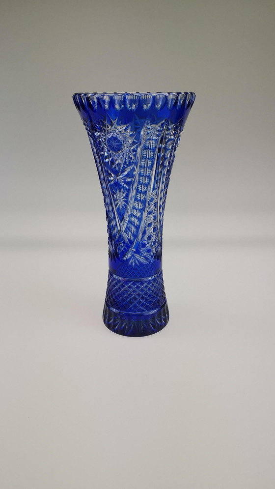 Image 1 of Blue crystal vase