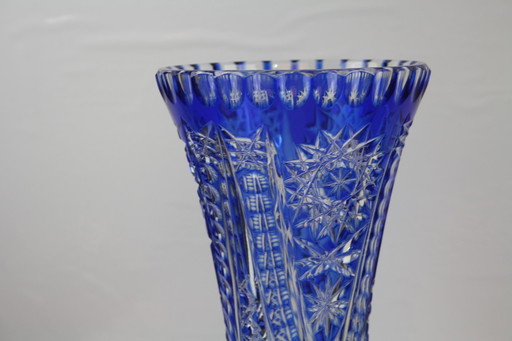 Blue crystal vase